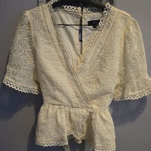 Lulus Beige Peplum Shirt